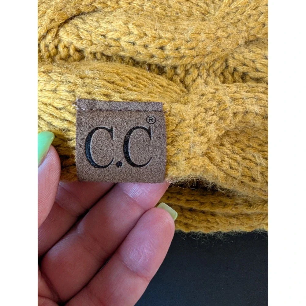 CC Exclusives Mustard Yellow Cable Knit Infinity Scarf Boho Gorpcore Winter Wrap